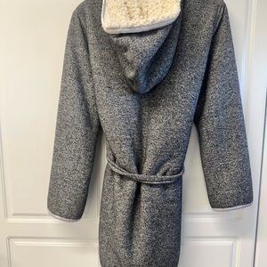 Pure + Good reversible Cozy Gray Hooded Coat with Belt